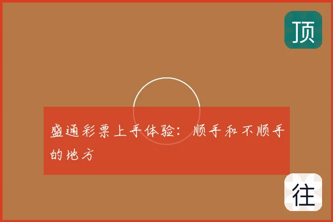 盛通彩票上手体验：顺手和不顺手的地方
